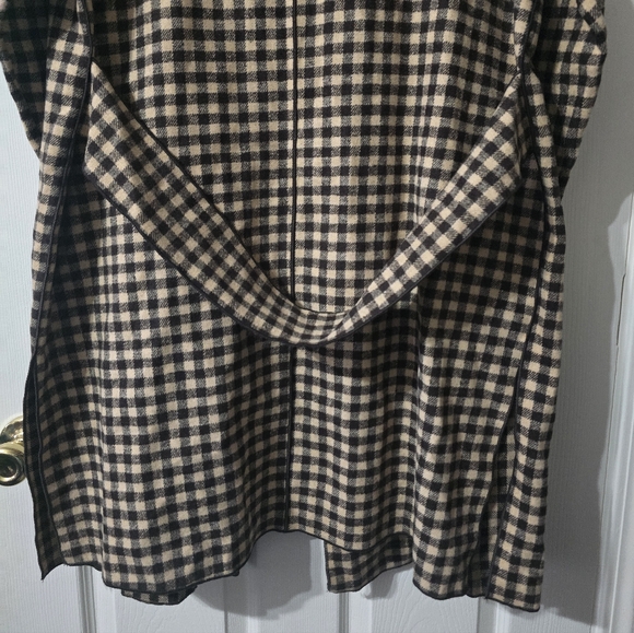 NWT Easel Oversized Flannel Trench Style Shacket, Open Front, Brown Check Plaid. - Picture 9 of 12